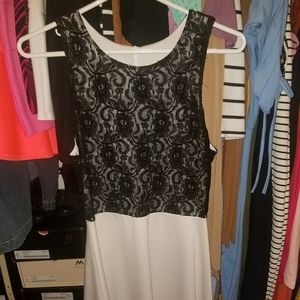 Lace detail skater style mini dress